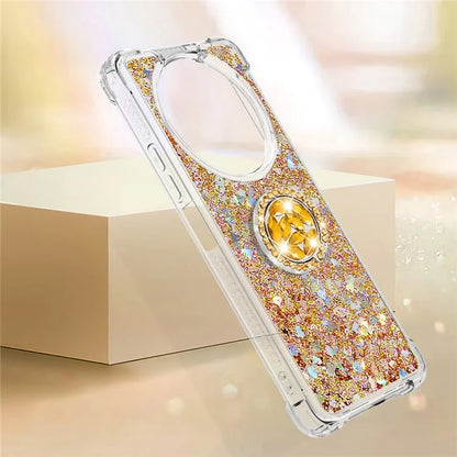 YB Quicksand Series-7 For Xiaomi Redmi A3 Case Floating Sequins Kickstand TPU Phone Cover