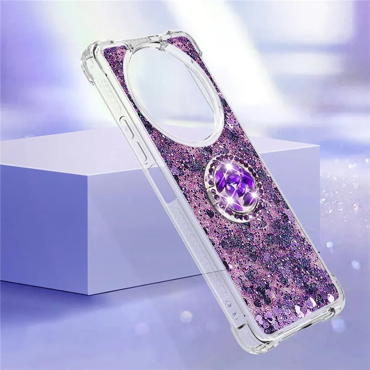 YB Quicksand Series-7 For Xiaomi Redmi A3 Case Floating Sequins Kickstand TPU Phone Cover
