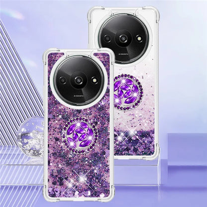 YB Quicksand Series-7 For Xiaomi Redmi A3 Case Floating Sequins Kickstand TPU Phone Cover