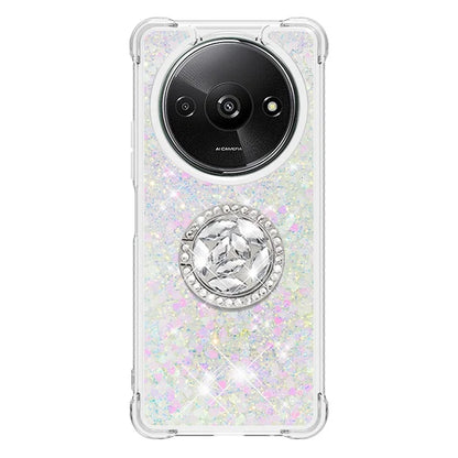 YB Quicksand Series-7 For Xiaomi Redmi A3 Case Floating Sequins Kickstand TPU Phone Cover