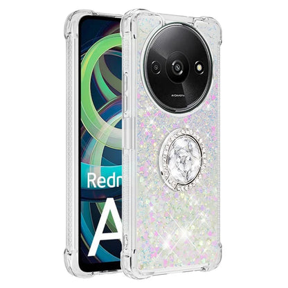 YB Quicksand Series-7 For Xiaomi Redmi A3 Case Floating Sequins Kickstand TPU Phone Cover