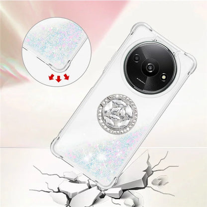 YB Quicksand Series-7 For Xiaomi Redmi A3 Case Floating Sequins Kickstand TPU Phone Cover