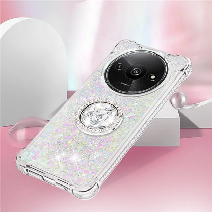 YB Quicksand Series-7 For Xiaomi Redmi A3 Case Floating Sequins Kickstand TPU Phone Cover