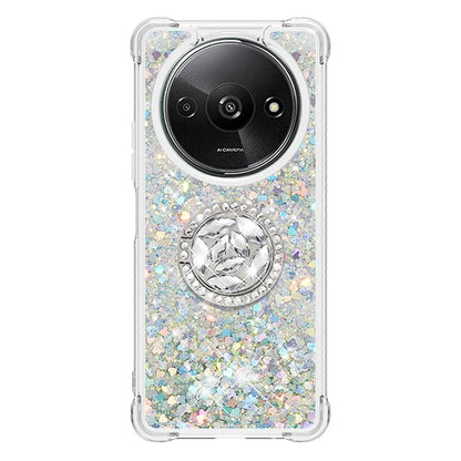YB Quicksand Series-7 For Xiaomi Redmi A3 Case Floating Sequins Kickstand TPU Phone Cover