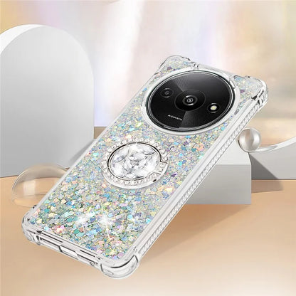 YB Quicksand Series-7 For Xiaomi Redmi A3 Case Floating Sequins Kickstand TPU Phone Cover