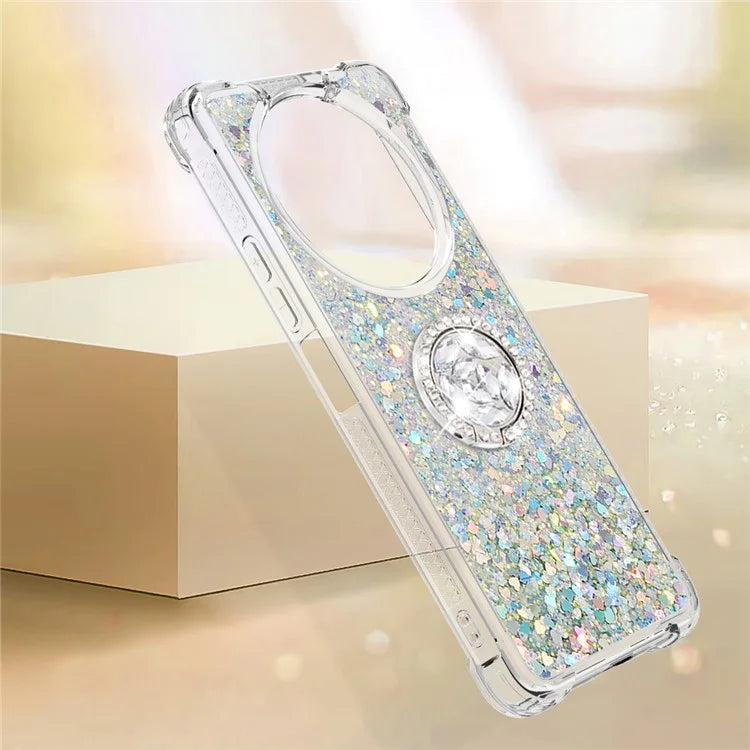 YB Quicksand Series-7 For Xiaomi Redmi A3 Case Floating Sequins Kickstand TPU Phone Cover