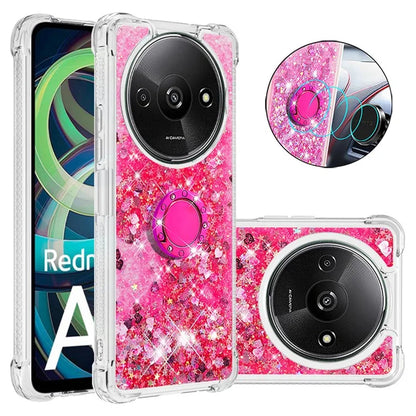 YB Quicksand Series-7 For Xiaomi Redmi A3 Case Floating Sequins Kickstand TPU Phone Cover