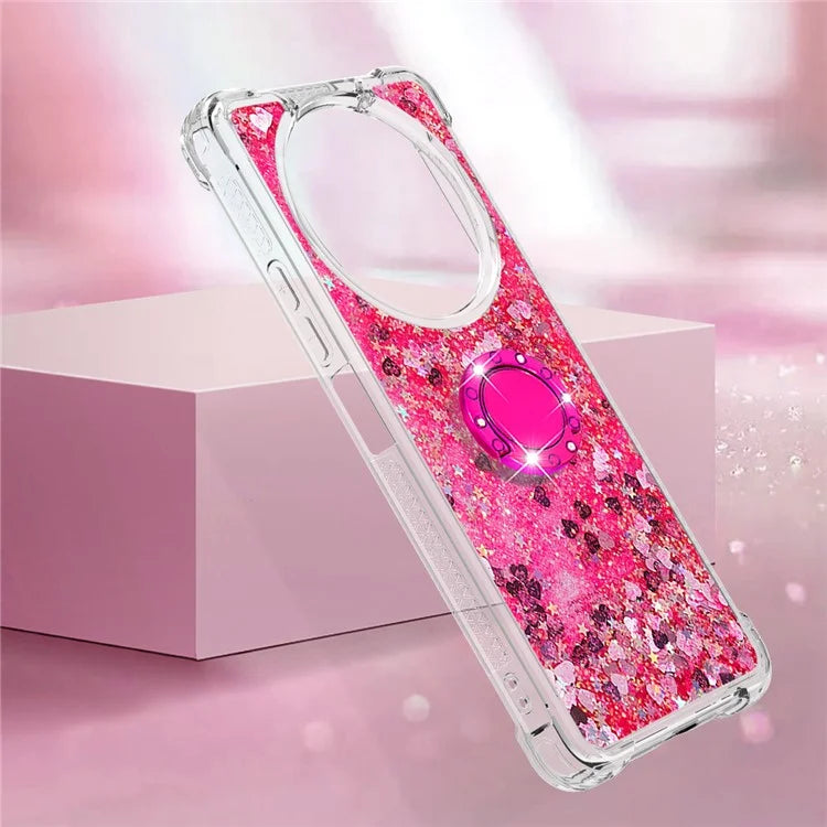YB Quicksand Series-7 For Xiaomi Redmi A3 Case Floating Sequins Kickstand TPU Phone Cover