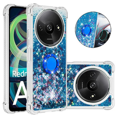 YB Quicksand Series-7 For Xiaomi Redmi A3 Case Floating Sequins Kickstand TPU Phone Cover