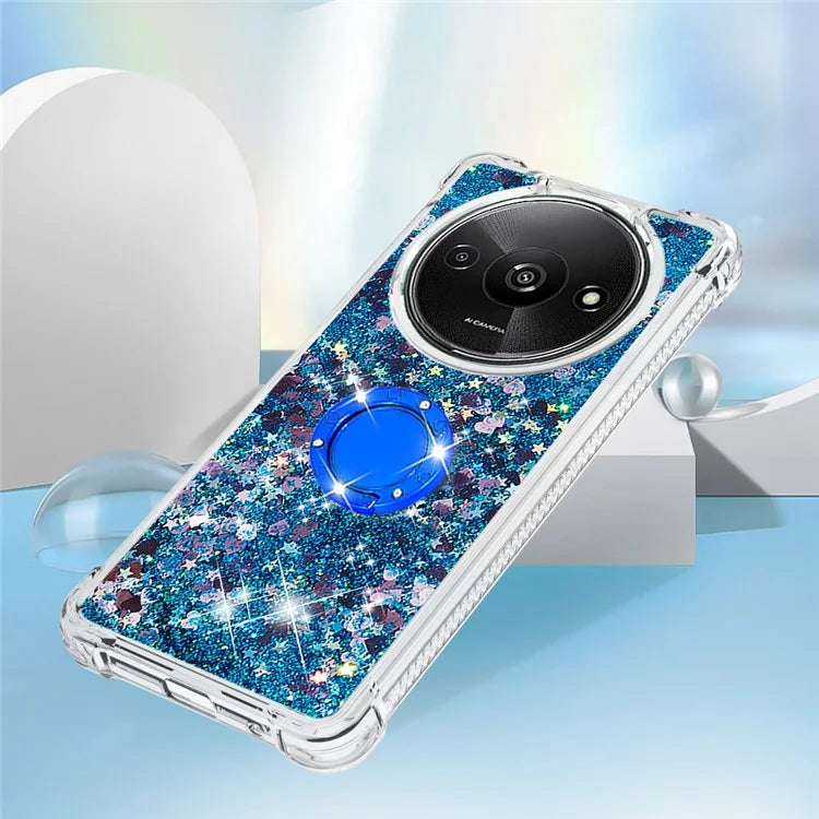 YB Quicksand Series-7 For Xiaomi Redmi A3 Case Floating Sequins Kickstand TPU Phone Cover