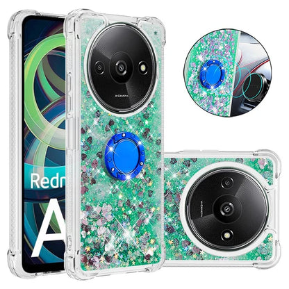 YB Quicksand Series-7 For Xiaomi Redmi A3 Case Floating Sequins Kickstand TPU Phone Cover