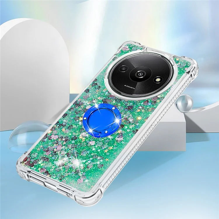 YB Quicksand Series-7 For Xiaomi Redmi A3 Case Floating Sequins Kickstand TPU Phone Cover