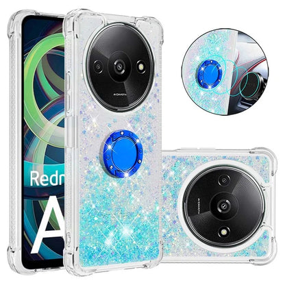YB Quicksand Series-7 For Xiaomi Redmi A3 Case Floating Sequins Kickstand TPU Phone Cover
