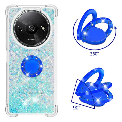 YB Quicksand Series-7 For Xiaomi Redmi A3 Case Floating Sequins Kickstand TPU Phone Cover
