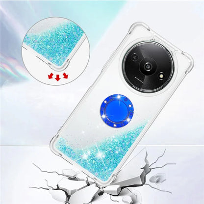 YB Quicksand Series-7 For Xiaomi Redmi A3 Case Floating Sequins Kickstand TPU Phone Cover