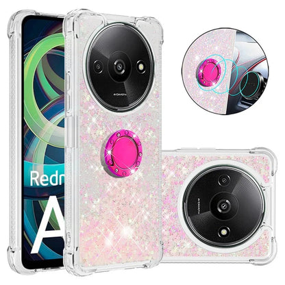 YB Quicksand Series-7 For Xiaomi Redmi A3 Case Floating Sequins Kickstand TPU Phone Cover