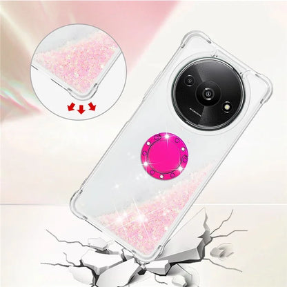 YB Quicksand Series-7 For Xiaomi Redmi A3 Case Floating Sequins Kickstand TPU Phone Cover