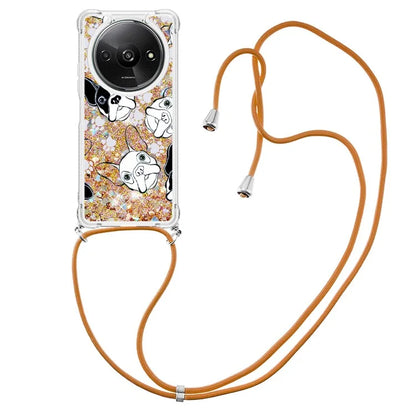 YB Quicksand Series-5 for Xiaomi Redmi A3 Case Liquid Sparkle TPU Pattern Lanyard Phone Cover