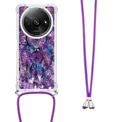 YB Quicksand Series-5 for Xiaomi Redmi A3 Case Liquid Sparkle TPU Pattern Lanyard Phone Cover
