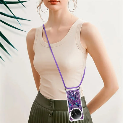 YB Quicksand Series-5 for Xiaomi Redmi A3 Case Liquid Sparkle TPU Pattern Lanyard Phone Cover
