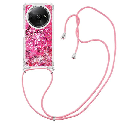 YB Quicksand Series-5 for Xiaomi Redmi A3 Case Liquid Sparkle TPU Pattern Lanyard Phone Cover