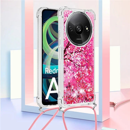 YB Quicksand Series-5 for Xiaomi Redmi A3 Case Liquid Sparkle TPU Pattern Lanyard Phone Cover