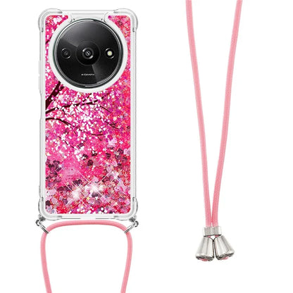 YB Quicksand Series-5 for Xiaomi Redmi A3 Case Liquid Sparkle TPU Pattern Lanyard Phone Cover