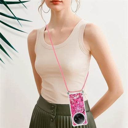 YB Quicksand Series-5 for Xiaomi Redmi A3 Case Liquid Sparkle TPU Pattern Lanyard Phone Cover