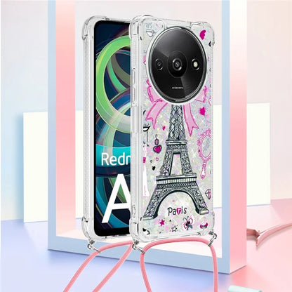 YB Quicksand Series-5 for Xiaomi Redmi A3 Case Liquid Sparkle TPU Pattern Lanyard Phone Cover