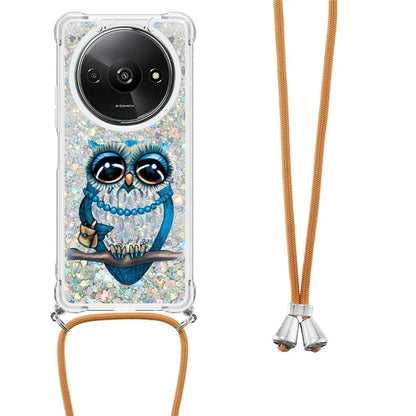 YB Quicksand Series-5 for Xiaomi Redmi A3 Case Liquid Sparkle TPU Pattern Lanyard Phone Cover