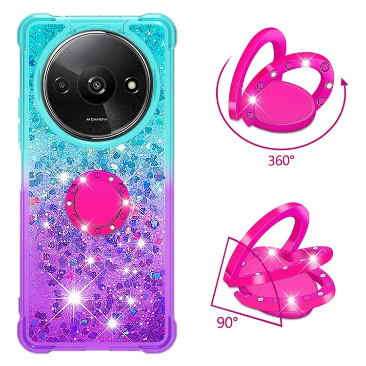 YB Quicksand Series-8 for Xiaomi Redmi A3 Case TPU Glitter Liquid Kickstand Phone Cover