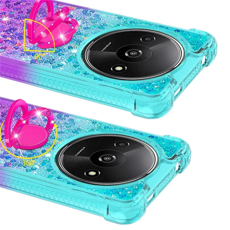 YB Quicksand Series-8 for Xiaomi Redmi A3 Case TPU Glitter Liquid Kickstand Phone Cover