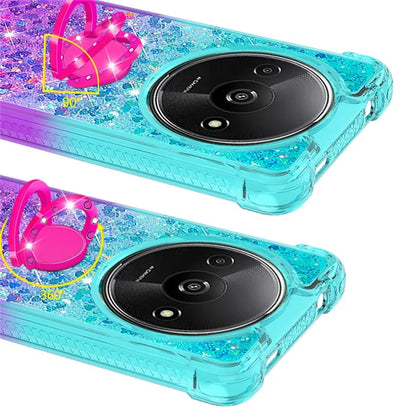 YB Quicksand Series-8 for Xiaomi Redmi A3 Case TPU Glitter Liquid Kickstand Phone Cover
