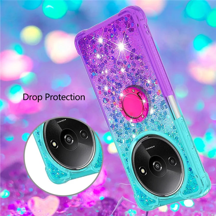 YB Quicksand Series-8 for Xiaomi Redmi A3 Case TPU Glitter Liquid Kickstand Phone Cover