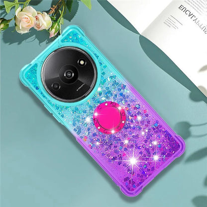 YB Quicksand Series-8 for Xiaomi Redmi A3 Case TPU Glitter Liquid Kickstand Phone Cover