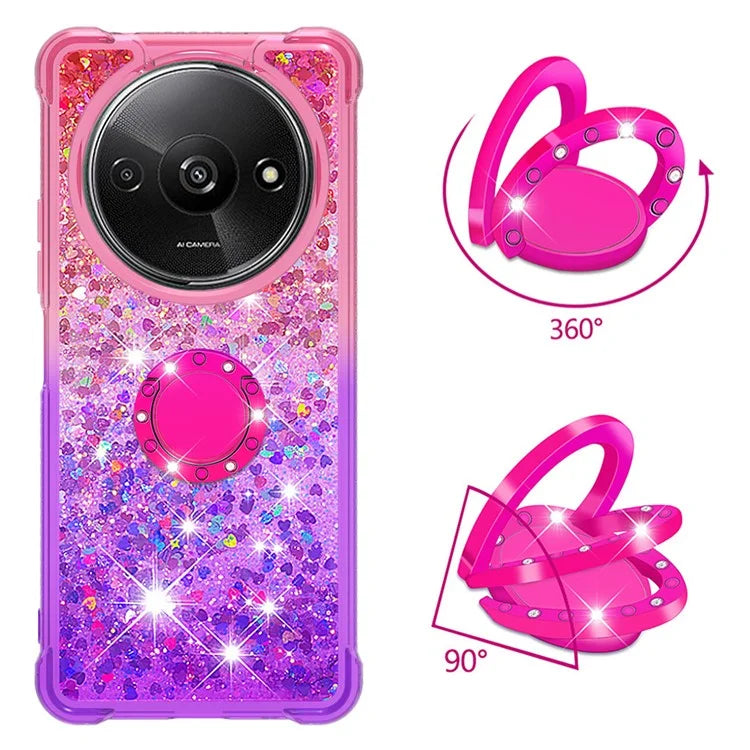 YB Quicksand Series-8 for Xiaomi Redmi A3 Case TPU Glitter Liquid Kickstand Phone Cover