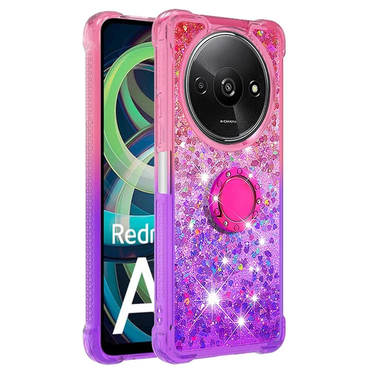 YB Quicksand Series-8 for Xiaomi Redmi A3 Case TPU Glitter Liquid Kickstand Phone Cover