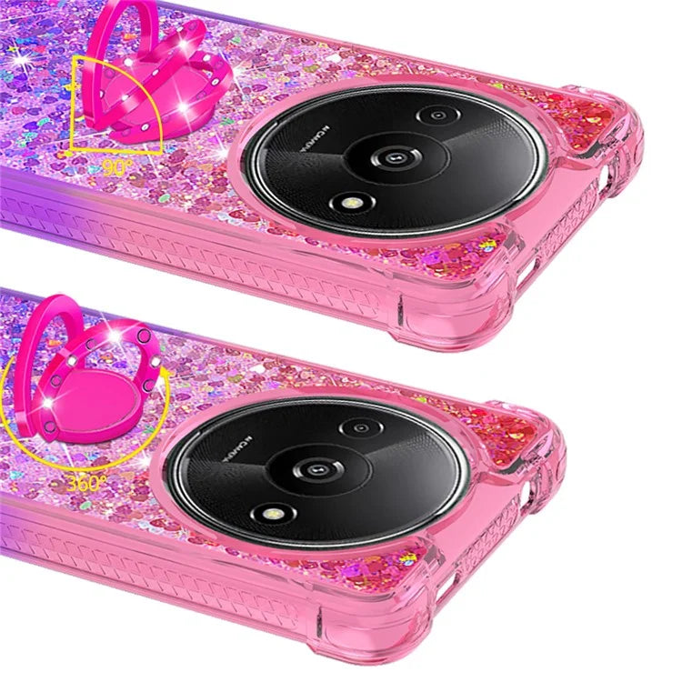 YB Quicksand Series-8 for Xiaomi Redmi A3 Case TPU Glitter Liquid Kickstand Phone Cover