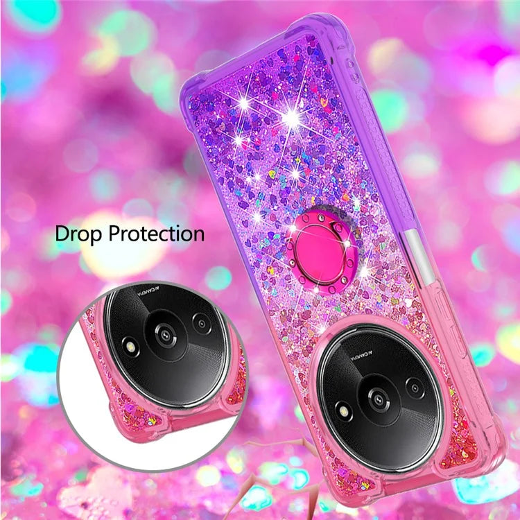 YB Quicksand Series-8 for Xiaomi Redmi A3 Case TPU Glitter Liquid Kickstand Phone Cover