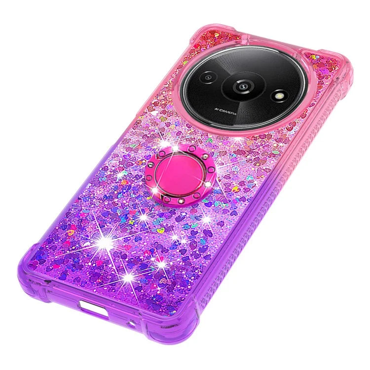 YB Quicksand Series-8 for Xiaomi Redmi A3 Case TPU Glitter Liquid Kickstand Phone Cover