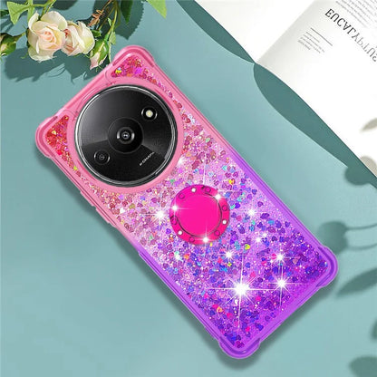 YB Quicksand Series-8 for Xiaomi Redmi A3 Case TPU Glitter Liquid Kickstand Phone Cover