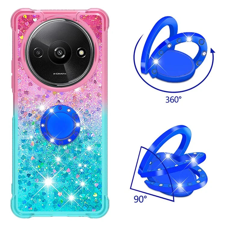 YB Quicksand Series-8 for Xiaomi Redmi A3 Case TPU Glitter Liquid Kickstand Phone Cover