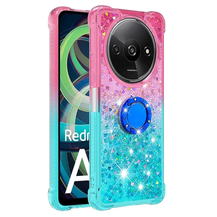 YB Quicksand Series-8 for Xiaomi Redmi A3 Case TPU Glitter Liquid Kickstand Phone Cover