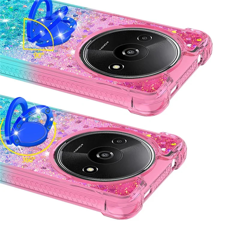 YB Quicksand Series-8 for Xiaomi Redmi A3 Case TPU Glitter Liquid Kickstand Phone Cover