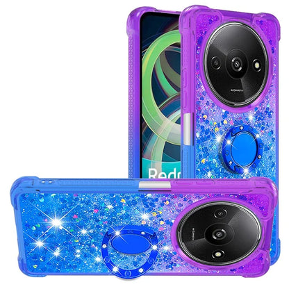 YB Quicksand Series-8 for Xiaomi Redmi A3 Case TPU Glitter Liquid Kickstand Phone Cover