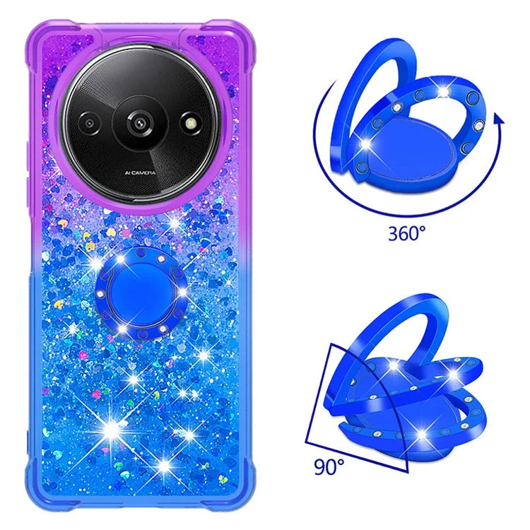 YB Quicksand Series-8 for Xiaomi Redmi A3 Case TPU Glitter Liquid Kickstand Phone Cover