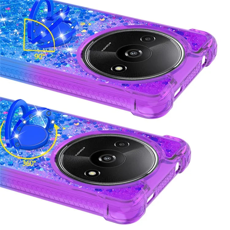 YB Quicksand Series-8 for Xiaomi Redmi A3 Case TPU Glitter Liquid Kickstand Phone Cover