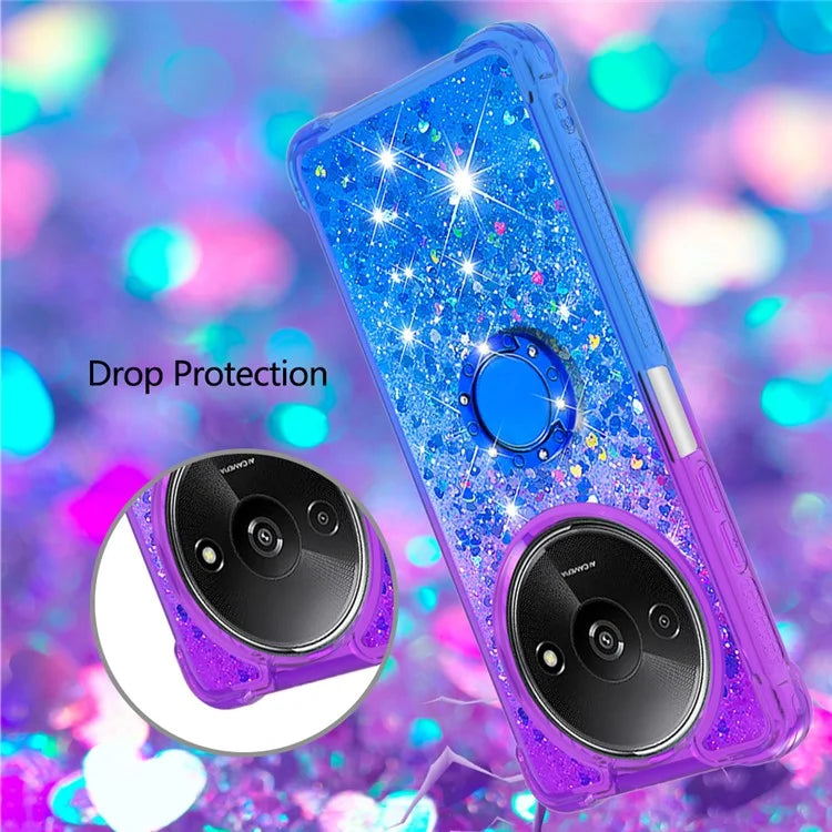 YB Quicksand Series-8 for Xiaomi Redmi A3 Case TPU Glitter Liquid Kickstand Phone Cover