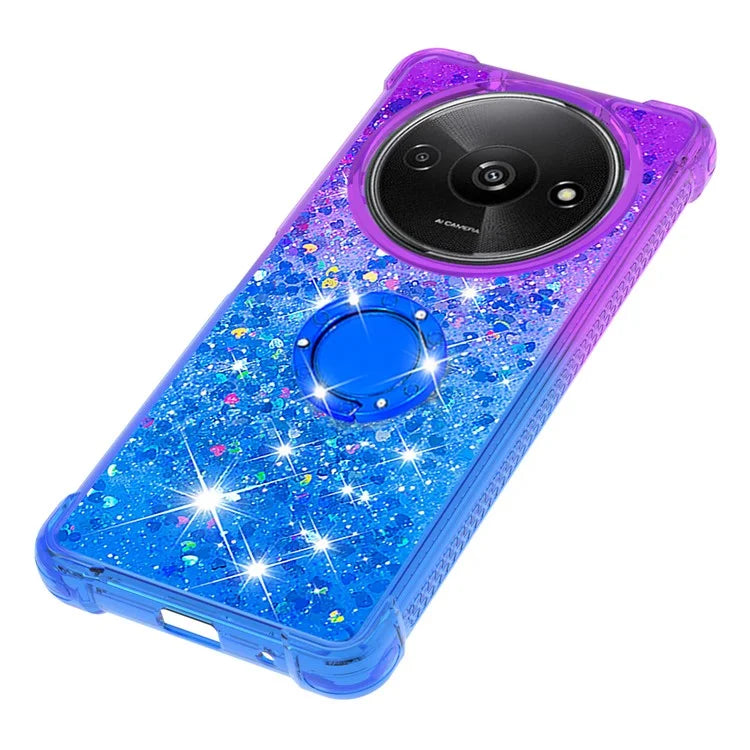 YB Quicksand Series-8 for Xiaomi Redmi A3 Case TPU Glitter Liquid Kickstand Phone Cover