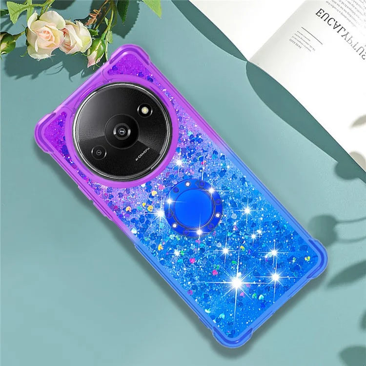 YB Quicksand Series-8 for Xiaomi Redmi A3 Case TPU Glitter Liquid Kickstand Phone Cover